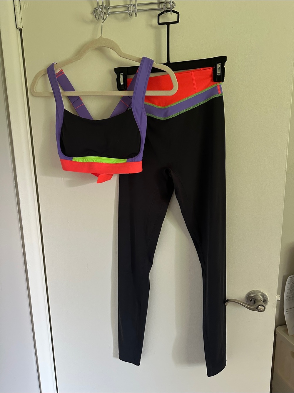 Vitality Black Leggings and Sports Bra Set with Neon Accents - Pulse Collection